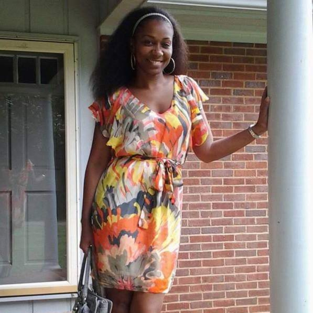 Fully lined Silk floral print dress w/ belt